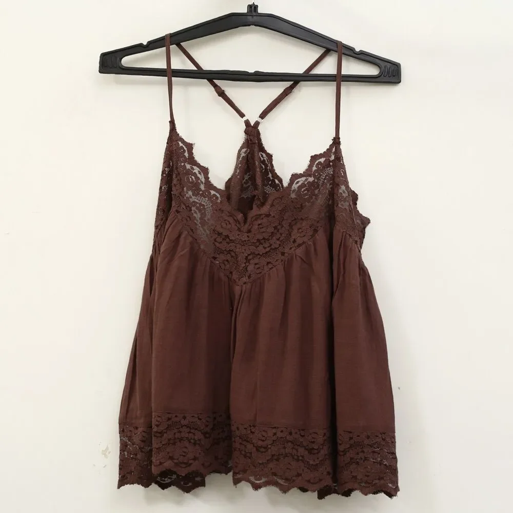 Intimately Free People Fiona Cami Blouse Top Tank Sleeveless Lace Slip XS 289767